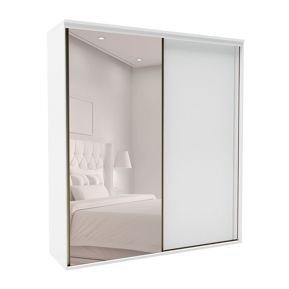 Guarda-Roupa Casal com Espelho Inovatto 2 Portas 6 Gavetas Branco