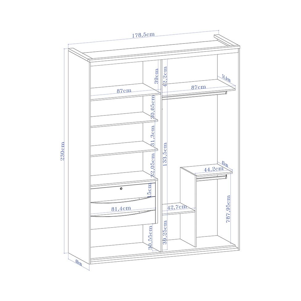 Guarda-Roupa Casal com Espelho Luminum 2 Portas 3 Gavetas Branco