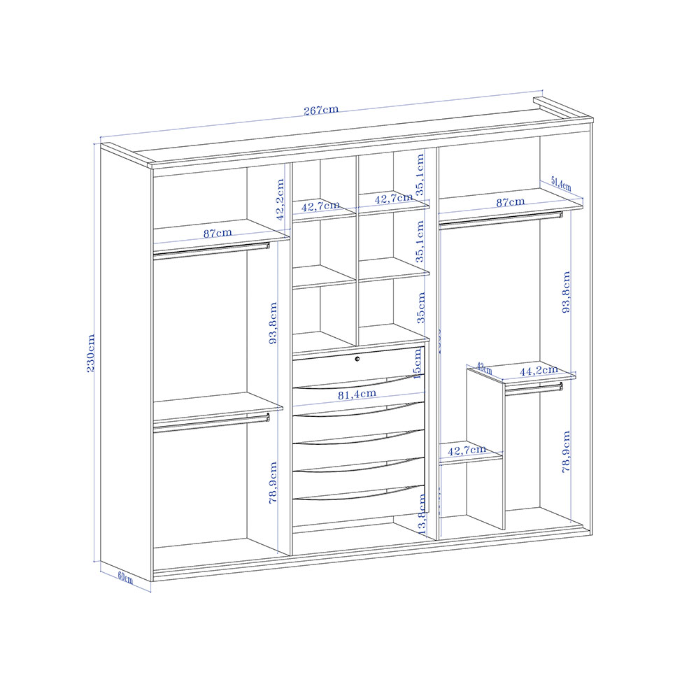 Guarda-Roupa Casal com Espelho Luminum ll 3 Portas 6 Gavetas Branco