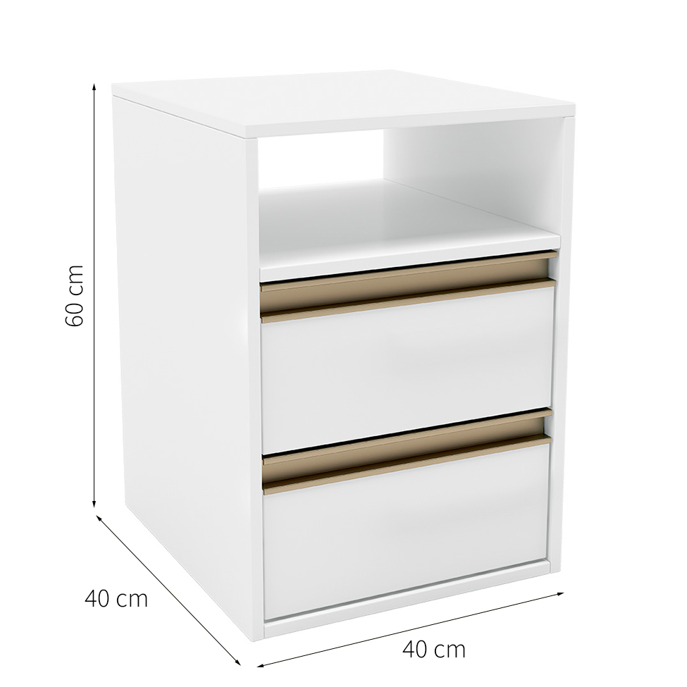 Mesa de Cabeceira Pux Calha 2 Gavetas Branca