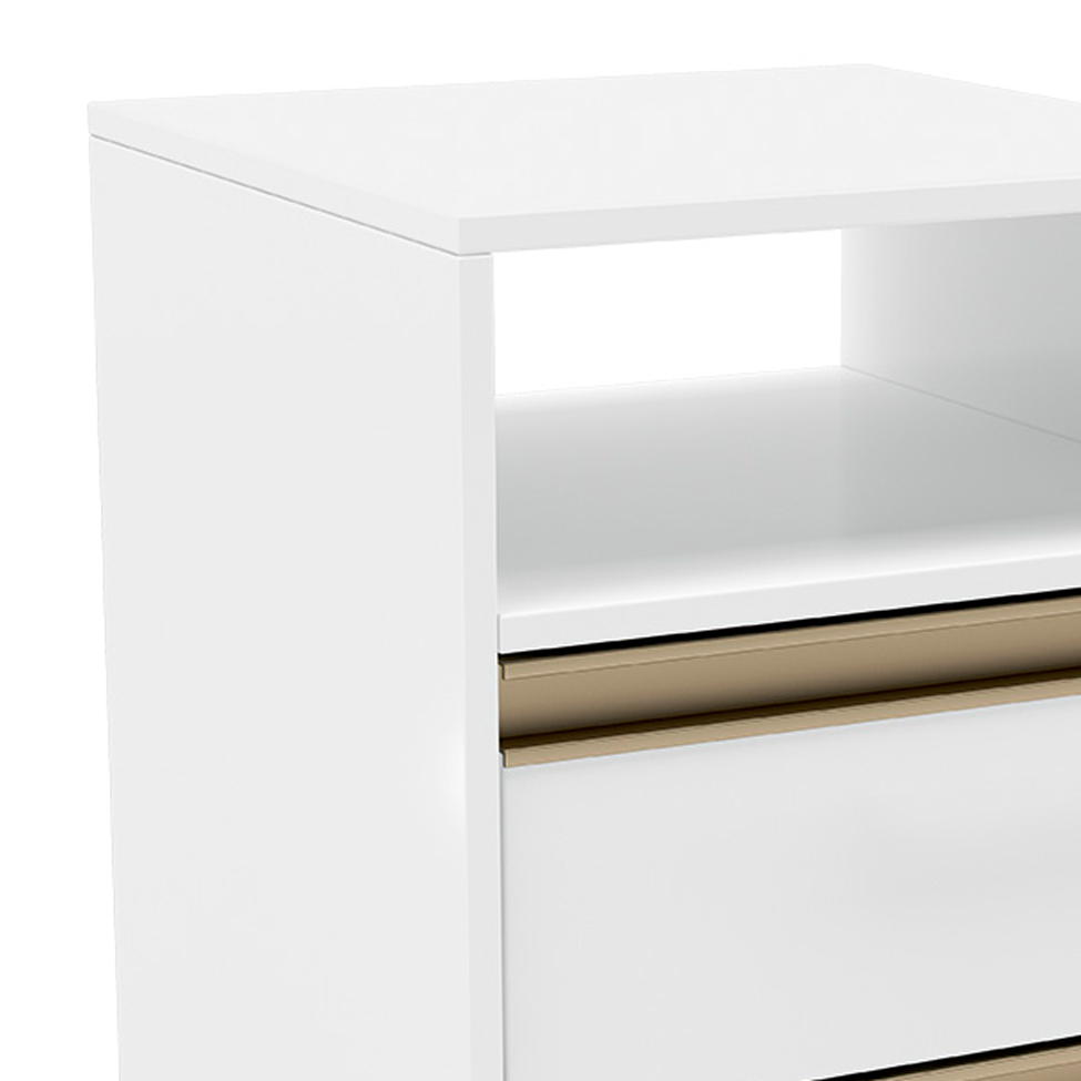Mesa de Cabeceira Pux Calha 2 Gavetas Branca