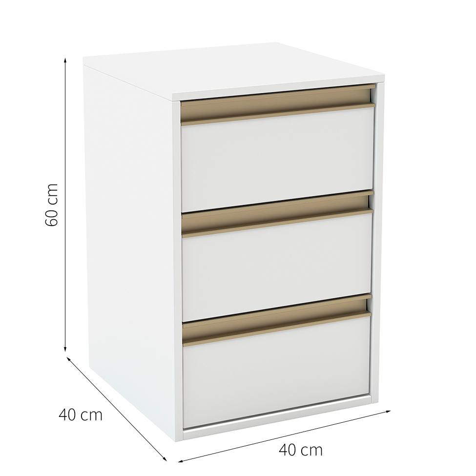 Mesa de Cabeceira Pux Calha 3 Gavetas Branca