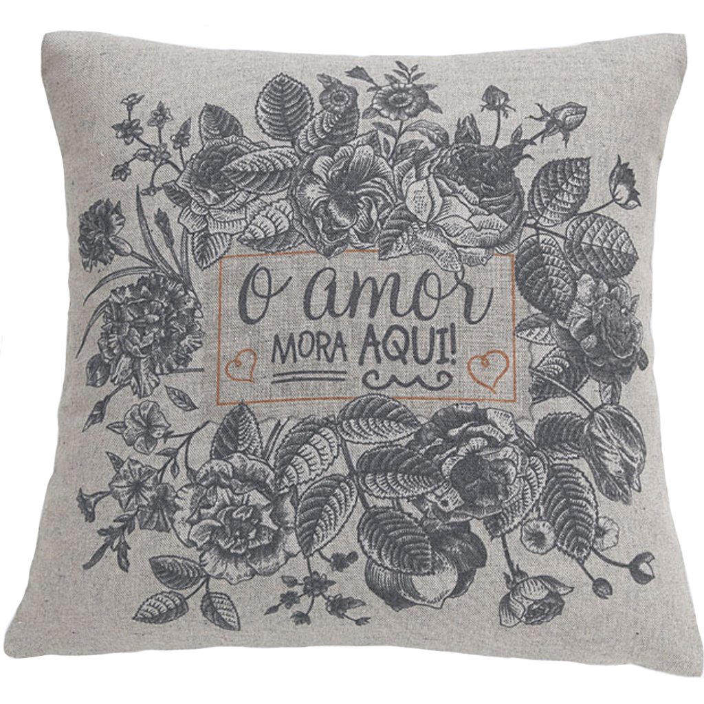 Almofada Panamá Retro com Enchimento 45x45cm Amor