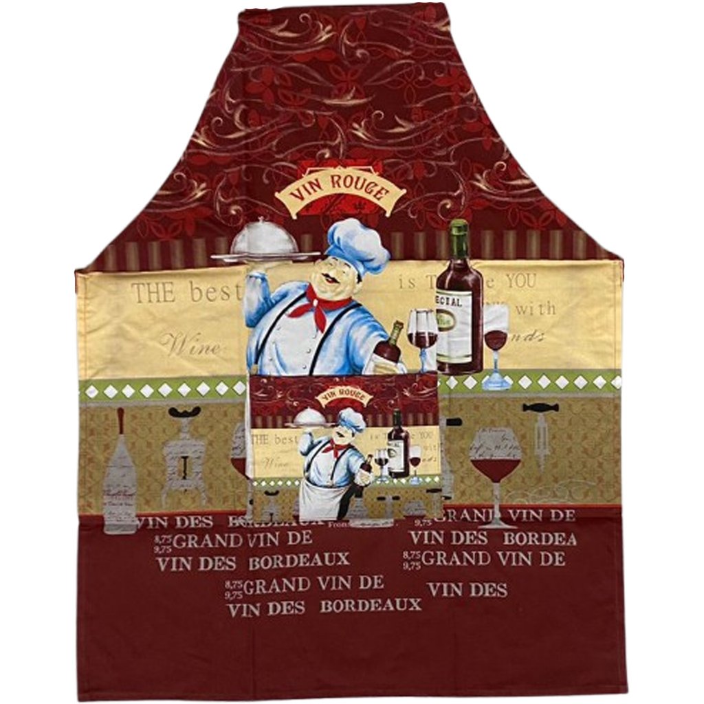 Avental Estampado com Bolso 65x80cm Vin Rouge