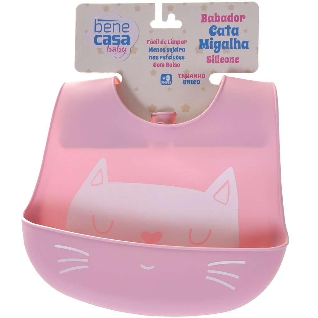 Babador Cata Migalha Silicone Impermeável Rosa