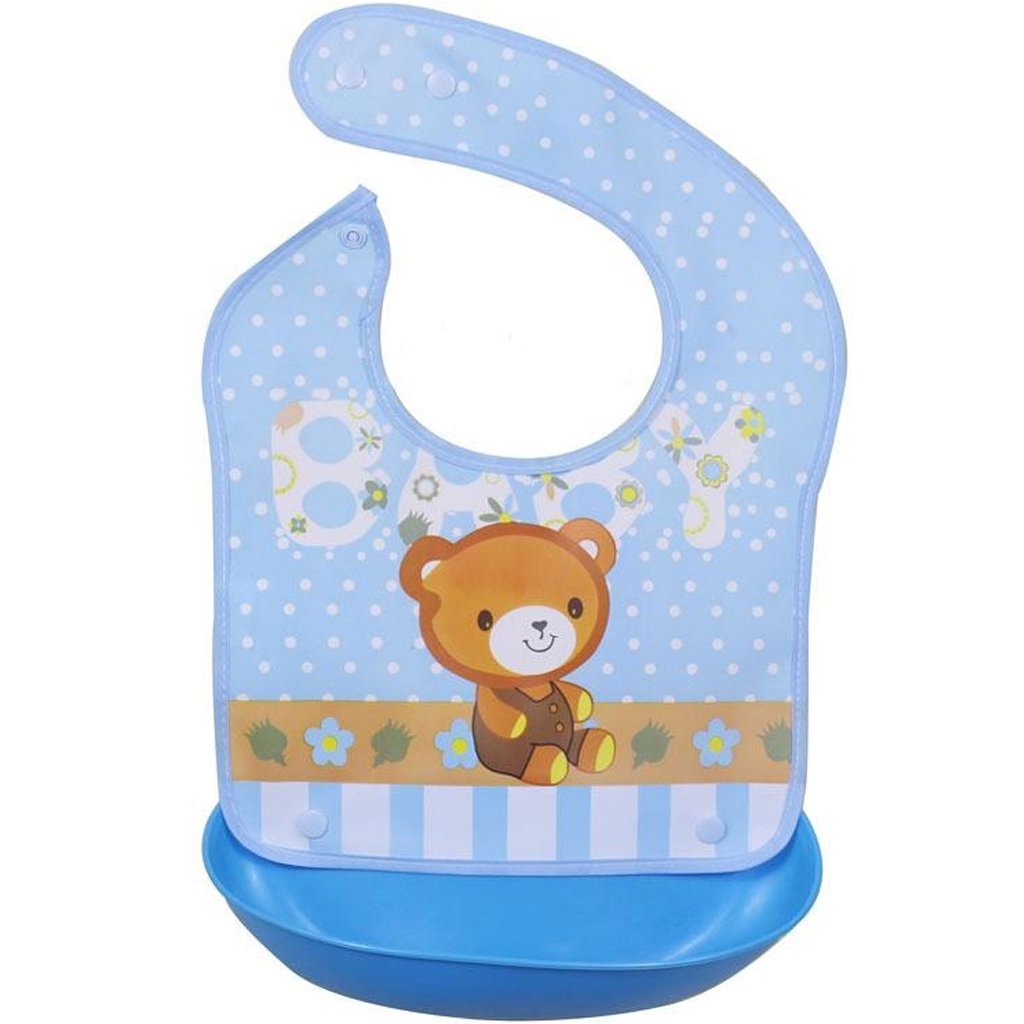 Babador Cata Migalha Verso Impermeável Azul Urso