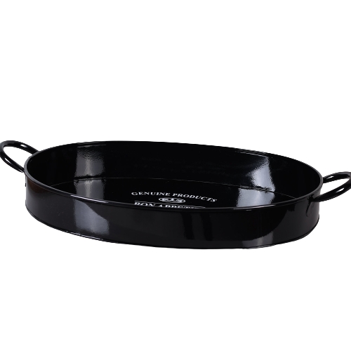 Bandeja Oval Classic Black 39x25x5,5 Aço Galvanizado