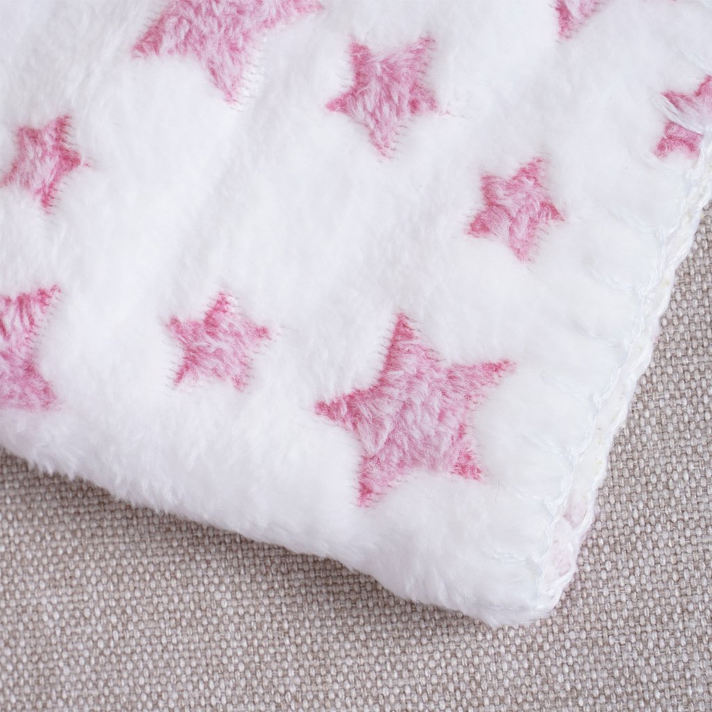 Bichinho com Pelúcia 18cm com Manta 75x75cm Ursinho Rosa
