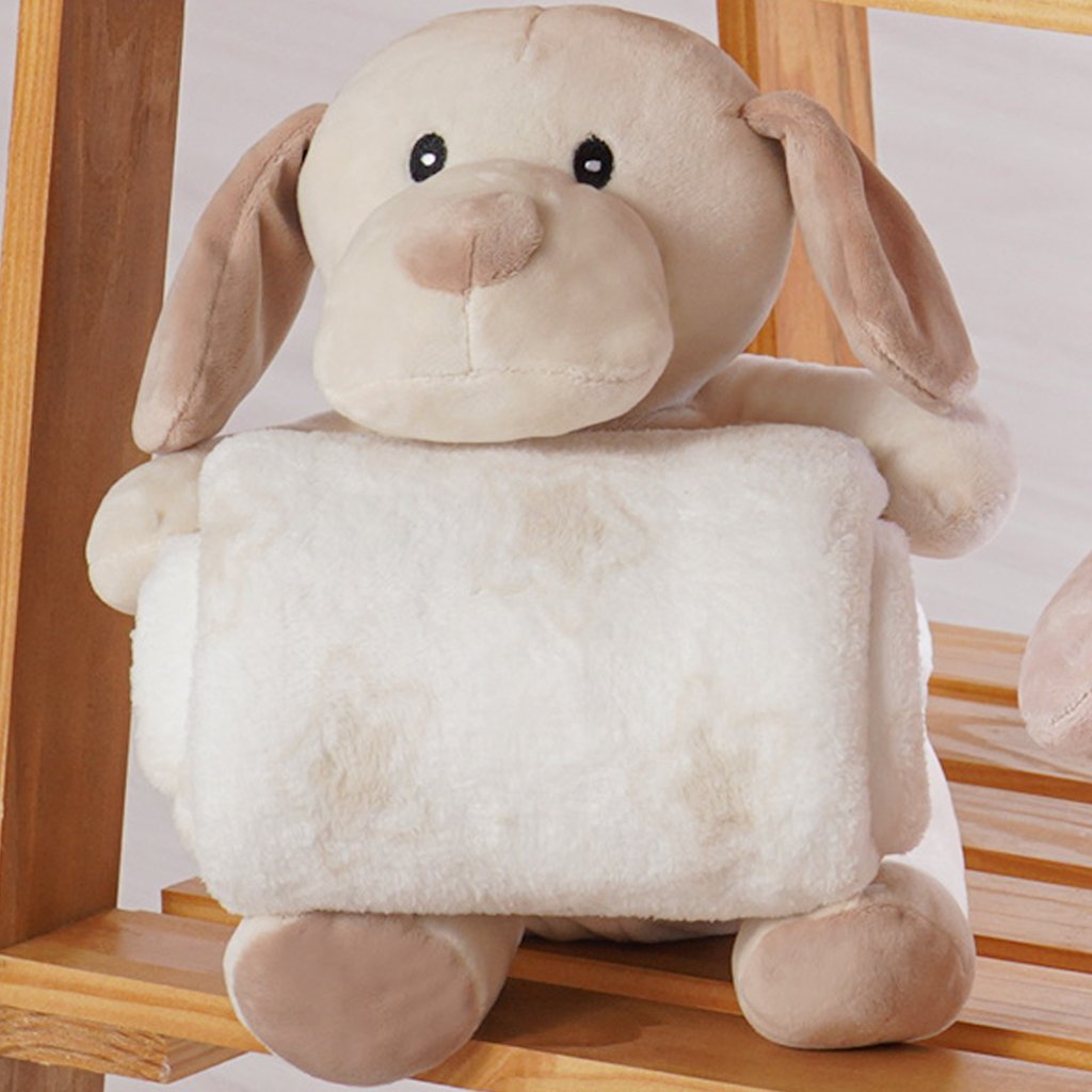 Bichinho de Pelúcia Carinhoso New com Manta Bebê 100x75cm Cachorrinho