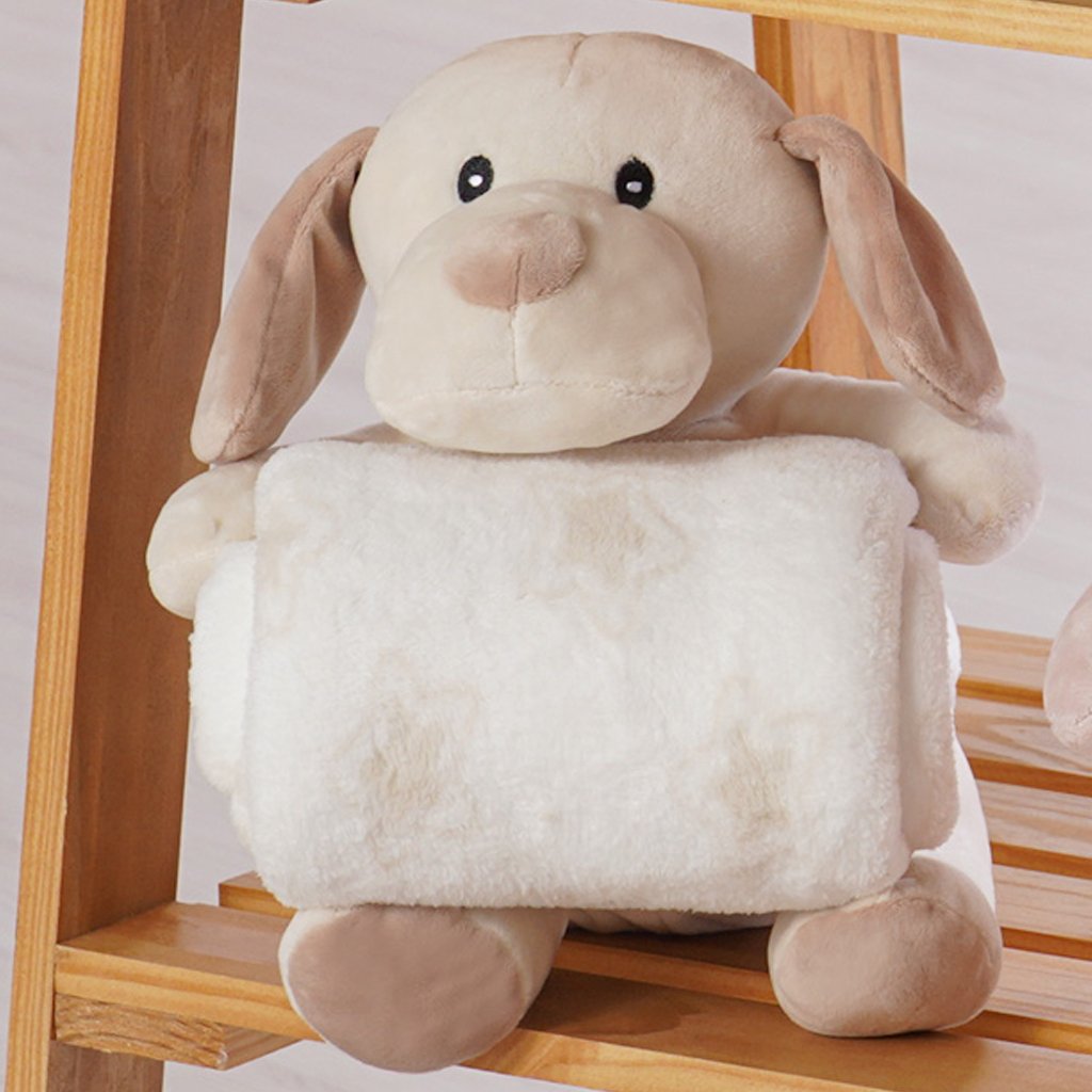 Bichinho de Pelúcia Carinhoso New com Manta Bebê 100x75cm Cachorrinho