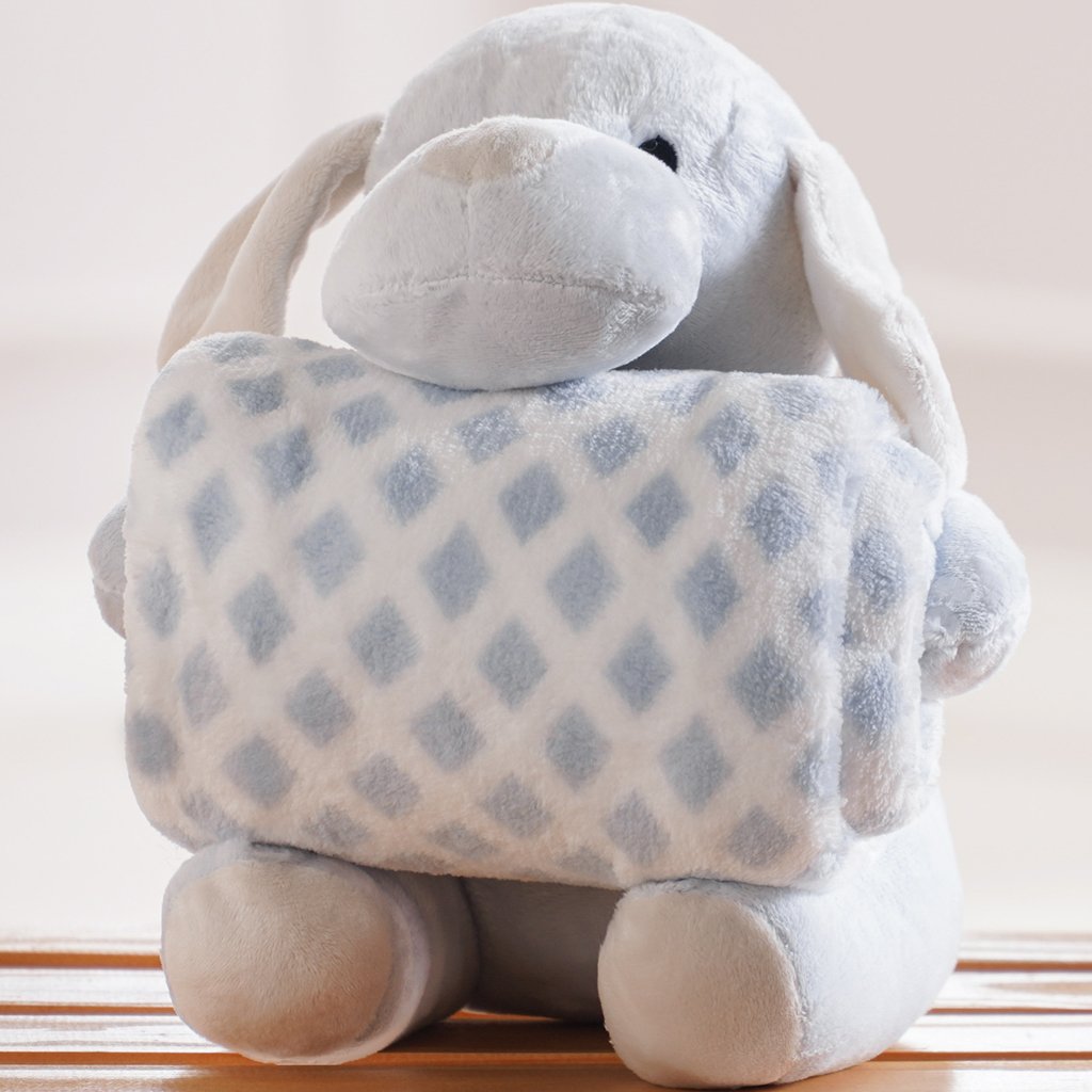 Bichinho de Pelúcia Fazenda New com Manta Bebê 100x75cm Cachorrinho