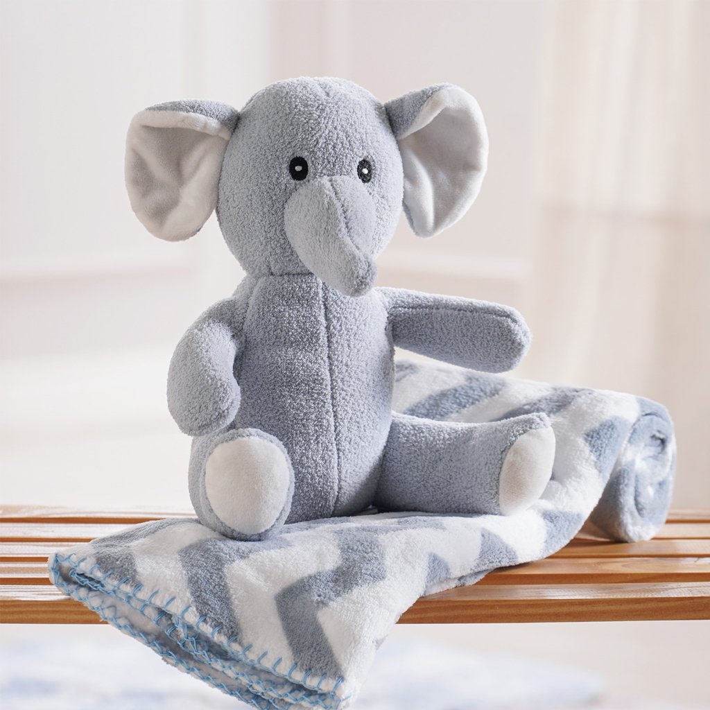 Bichinho de Pelúcia Floresta New com Manta Bebê 100x75cm Elefante