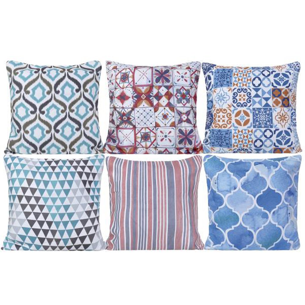 Capa de Almofada Digital Print Suede Geometric 45x45cm Azul