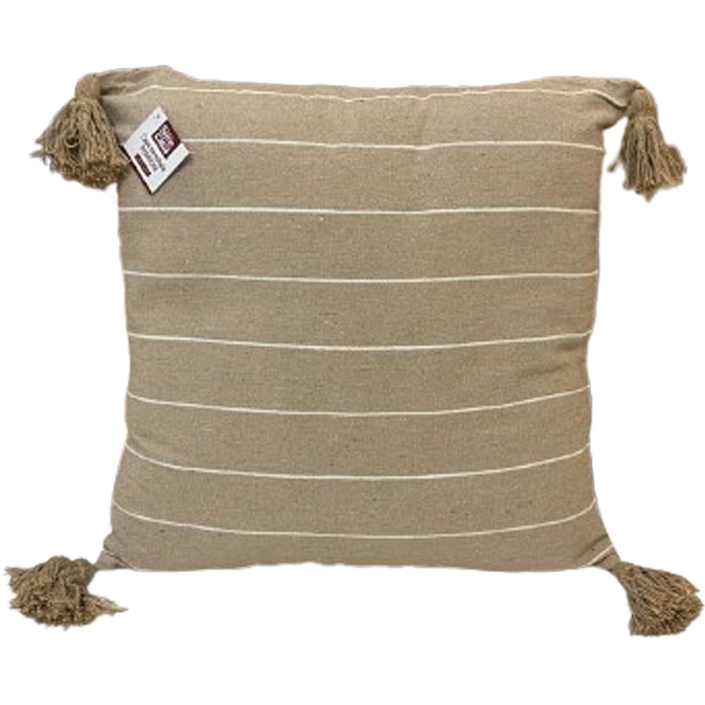 Capa de Almofada Pompom Decorativa 45x45cm Linho