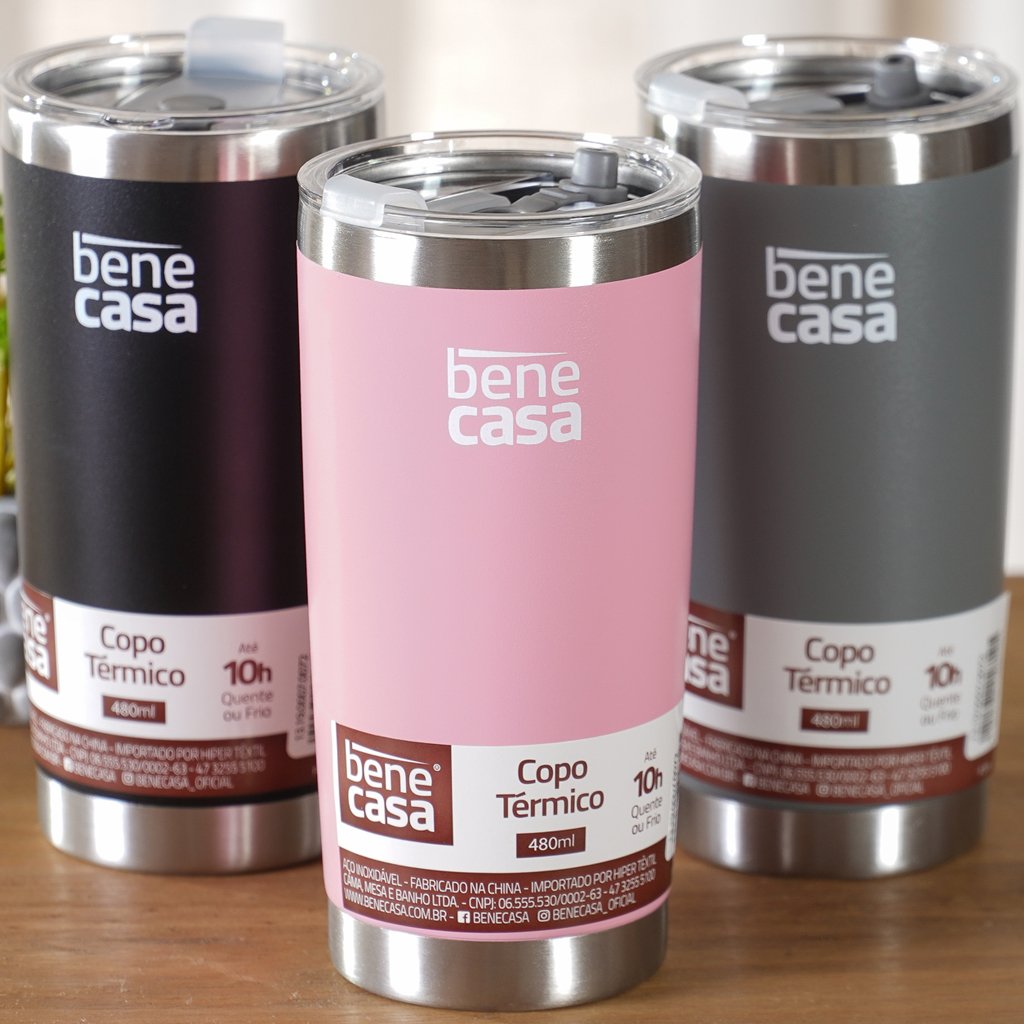 Copo Térmico para Bebidas 480ml Vedação à Vácuo Rosa