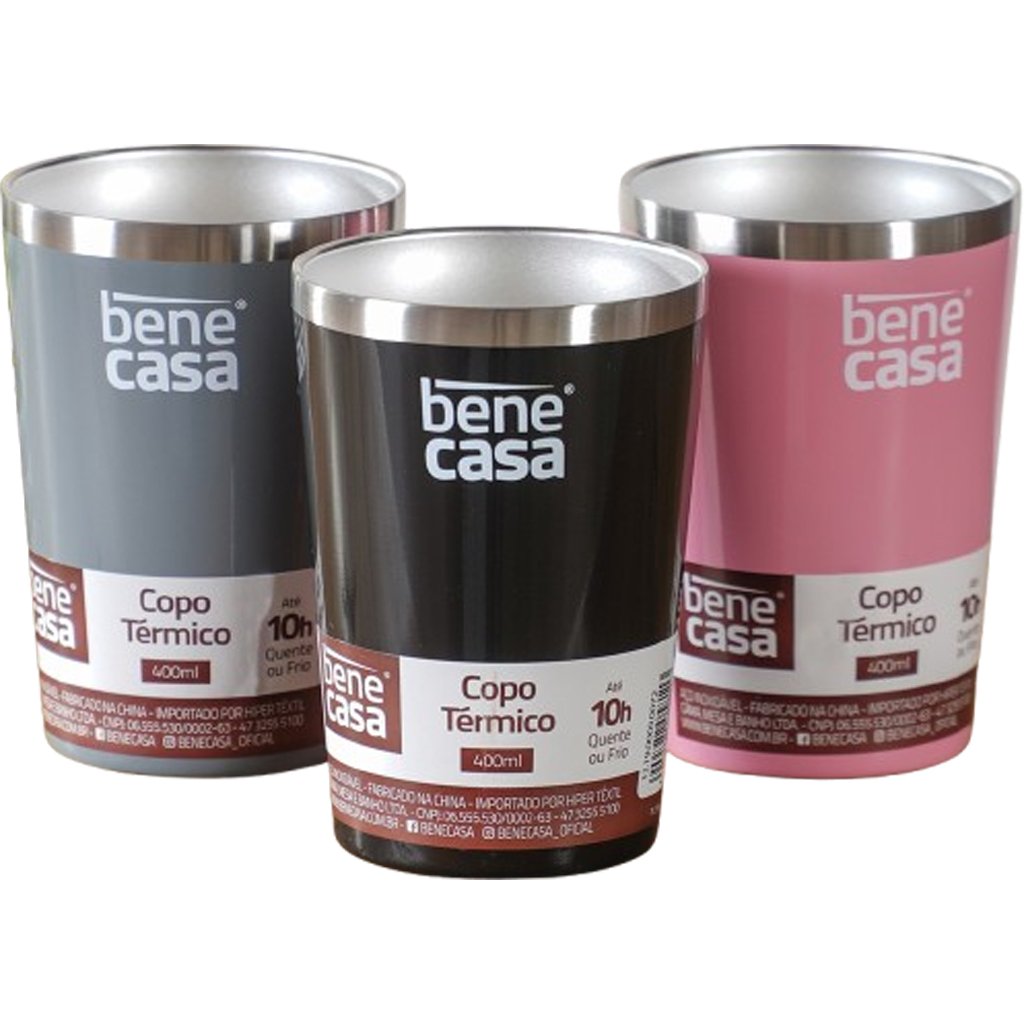 Copo Térmico para Bebidas Sem Tampa 400ml   Rosa