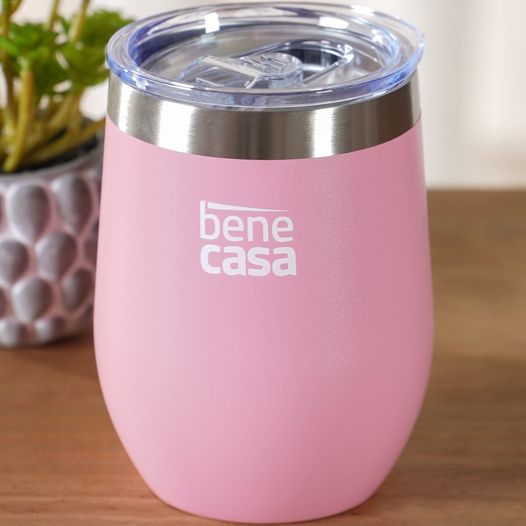 Copo Térmico para Bebidas com Tampa 360ml Rosa