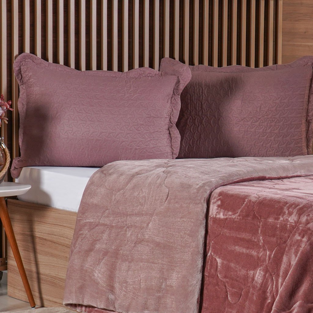 Edredom King Plush Bicolor Dupla Face 100% Poliéster 240x260cm Cognac