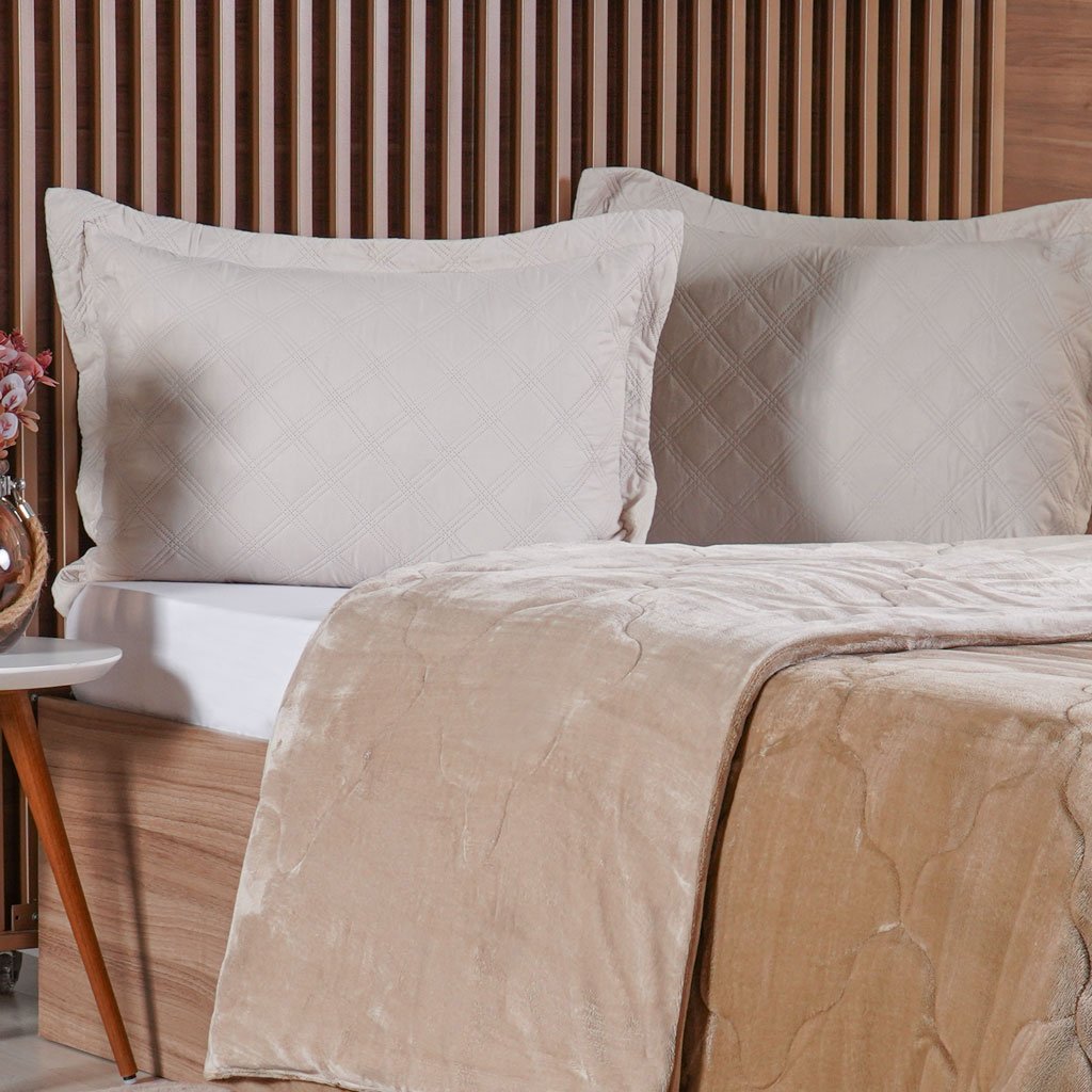 Edredom Queen Plush Bicolor Dupla Face 100% Poliéster 220x240cm Linho