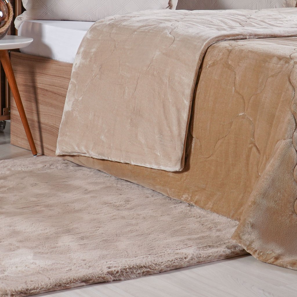 Edredom Queen Plush Bicolor Dupla Face 100% Poliéster 220x240cm Linho