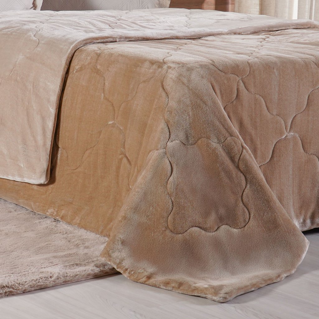 Edredom Queen Plush Bicolor Dupla Face 100% Poliéster 220x240cm Linho