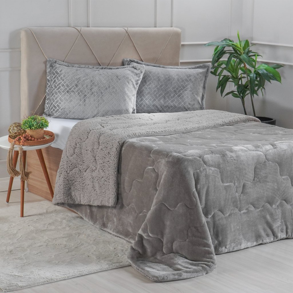 Edredom Sherpa King Dupla Face 240x260cm Rock