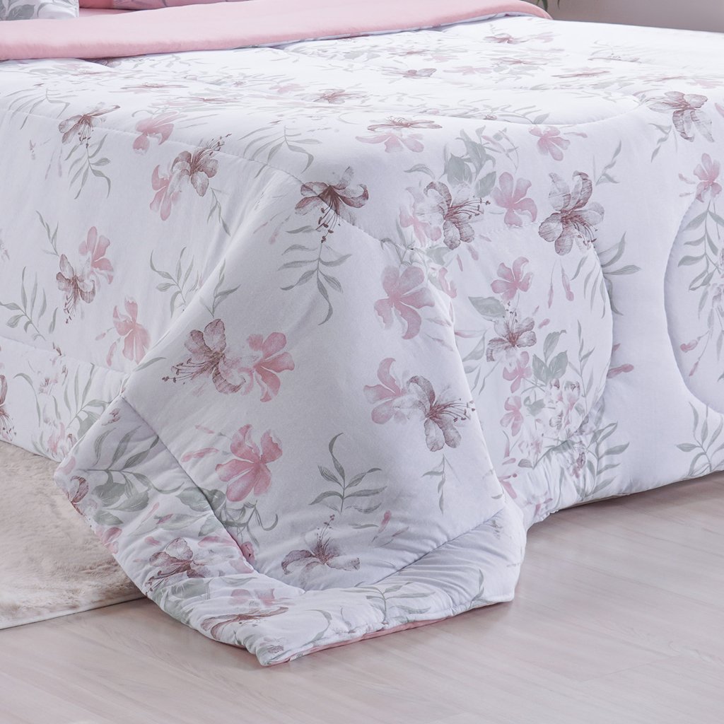 Edredom Solteiro Bella Cama Malha 125g/m² 100% Algodão 160x220cm Rosa