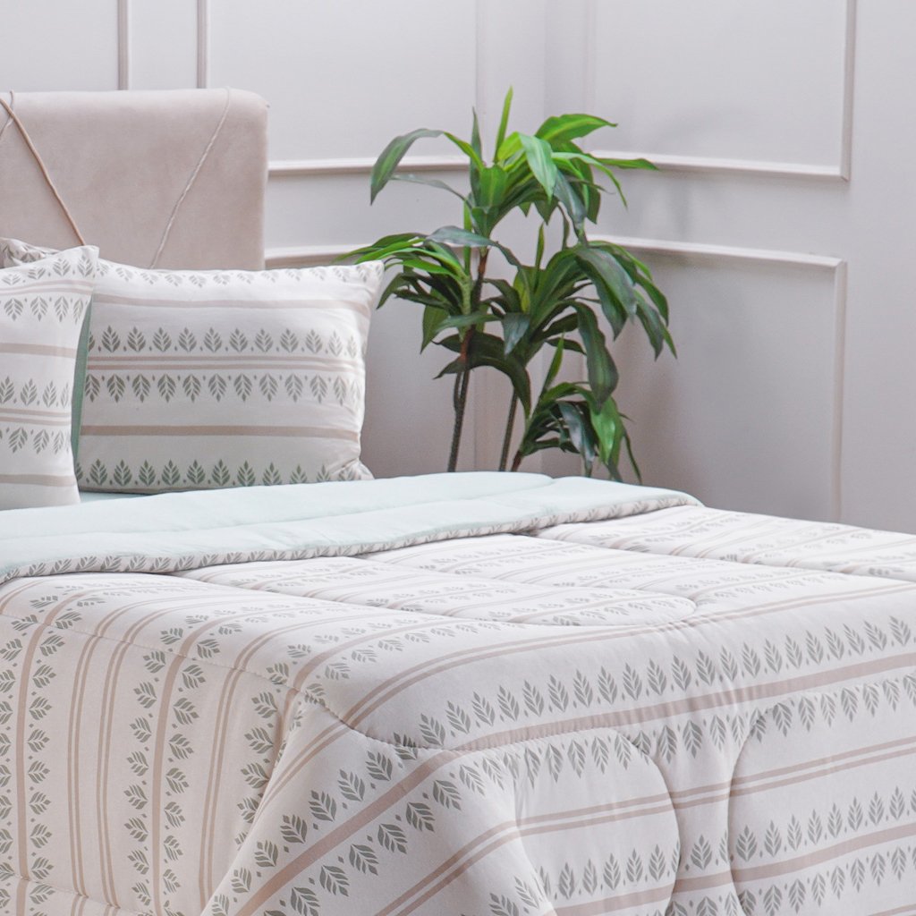 Edredom Solteiro Bella Cama Malha 125g/m² 100% Algodão 160x220cm Verde