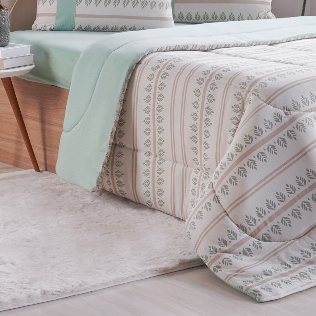 Edredom Solteiro Bella Cama Malha 125g/m² 100% Algodão 160x220cm Verde
