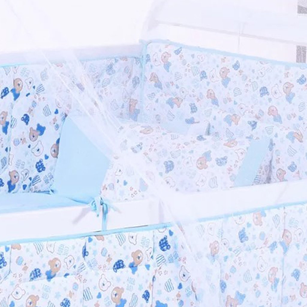 Edredom de Berço Malha 100% Algodão Antialérgico 95x140cm Ursinho Azul