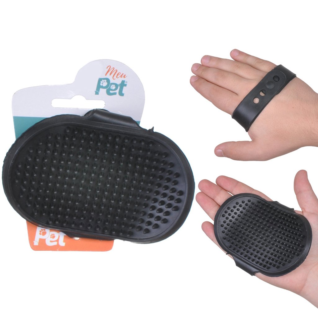 Escova de Banho Pet Silicone com Regulagem 13x8cm Rosa