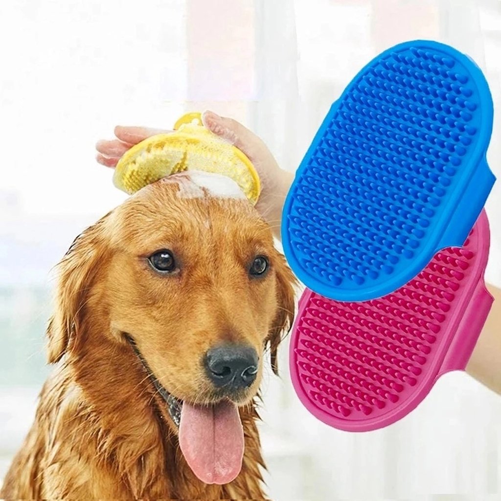 Escova de Banho Pet Silicone com Regulagem 13x8cm Rosa