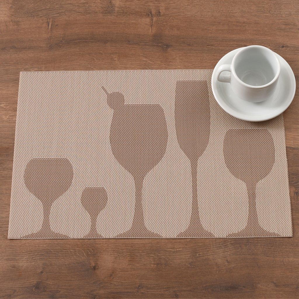 Jogo 2 Americano Tramex de Mesa 45x30cm Copos Bege