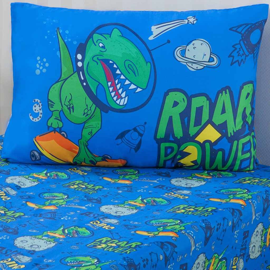Jogo de Cama Kids Solteiro 2 Pçs Microfibra 88x188x30cm Dino