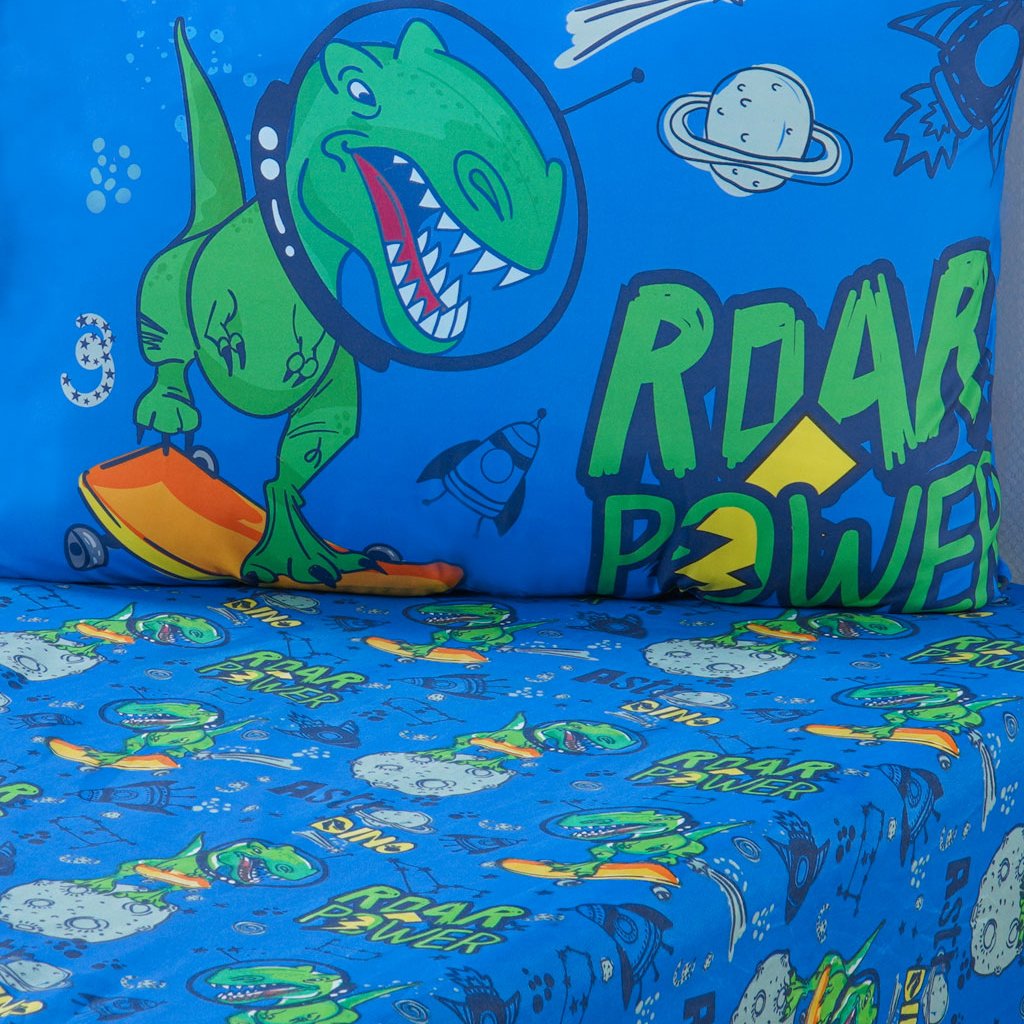 Jogo de Cama Kids Solteiro 2 Pçs Microfibra 88x188x30cm Dino