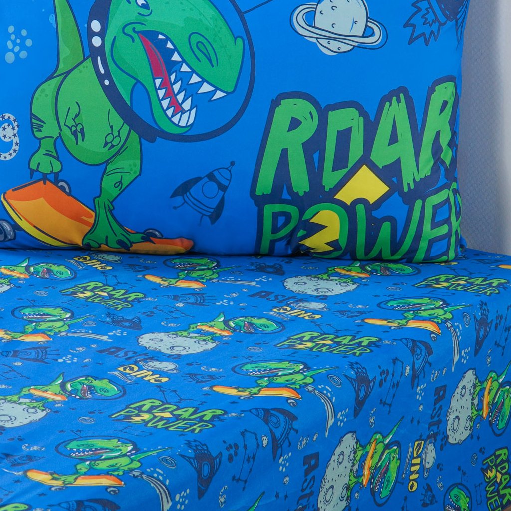 Jogo de Cama Kids Solteiro 2 Pçs Microfibra 88x188x30cm Dino