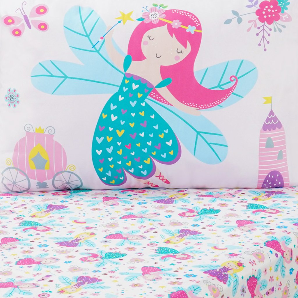 Jogo de Cama Kids Solteiro 2 Pçs Microfibra 88x188x30cm Fadas