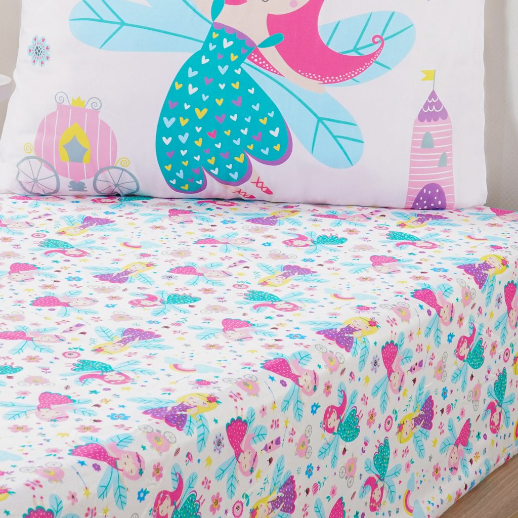 Jogo de Cama Kids Solteiro 2 Pçs Microfibra 88x188x30cm Fadas