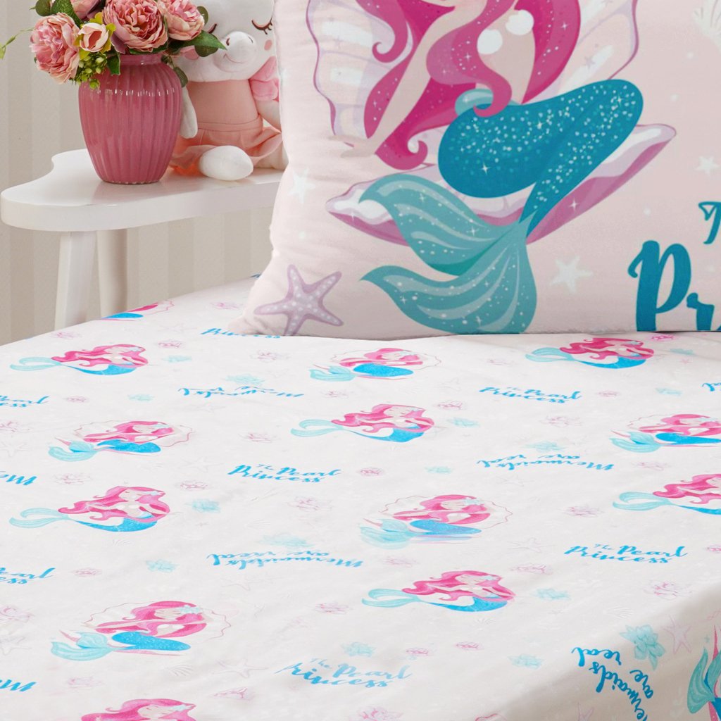 Jogo de Cama Kids Solteiro 2 Pçs Microfibra 88x188x30cm Sereia
