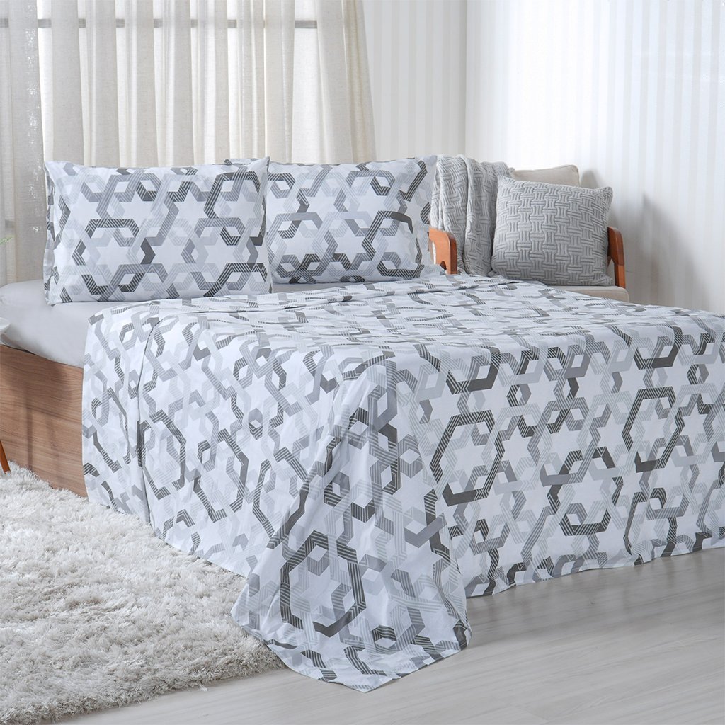 Jogo de Cama King 4 Pçs 150 Fios Super Macio 100% Algodão Fliese