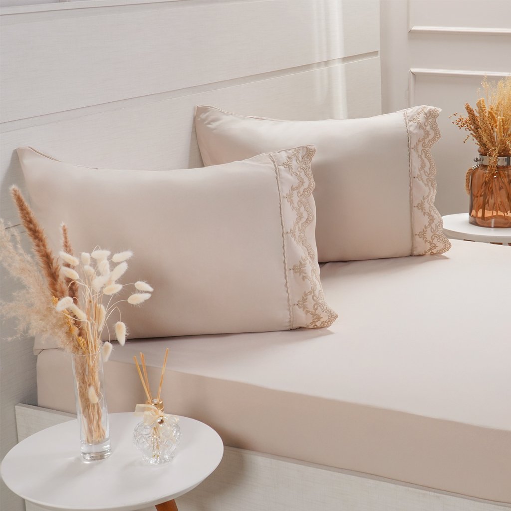 Jogo de Cama King Broderie 3 Pçs Bordado Inglês 193x203x40cm Machiatto