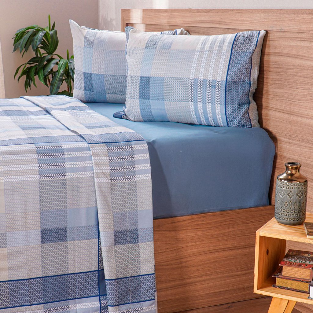 Jogo de Cama King Cotton Touch 4 Peças 193x203x40cm Braga