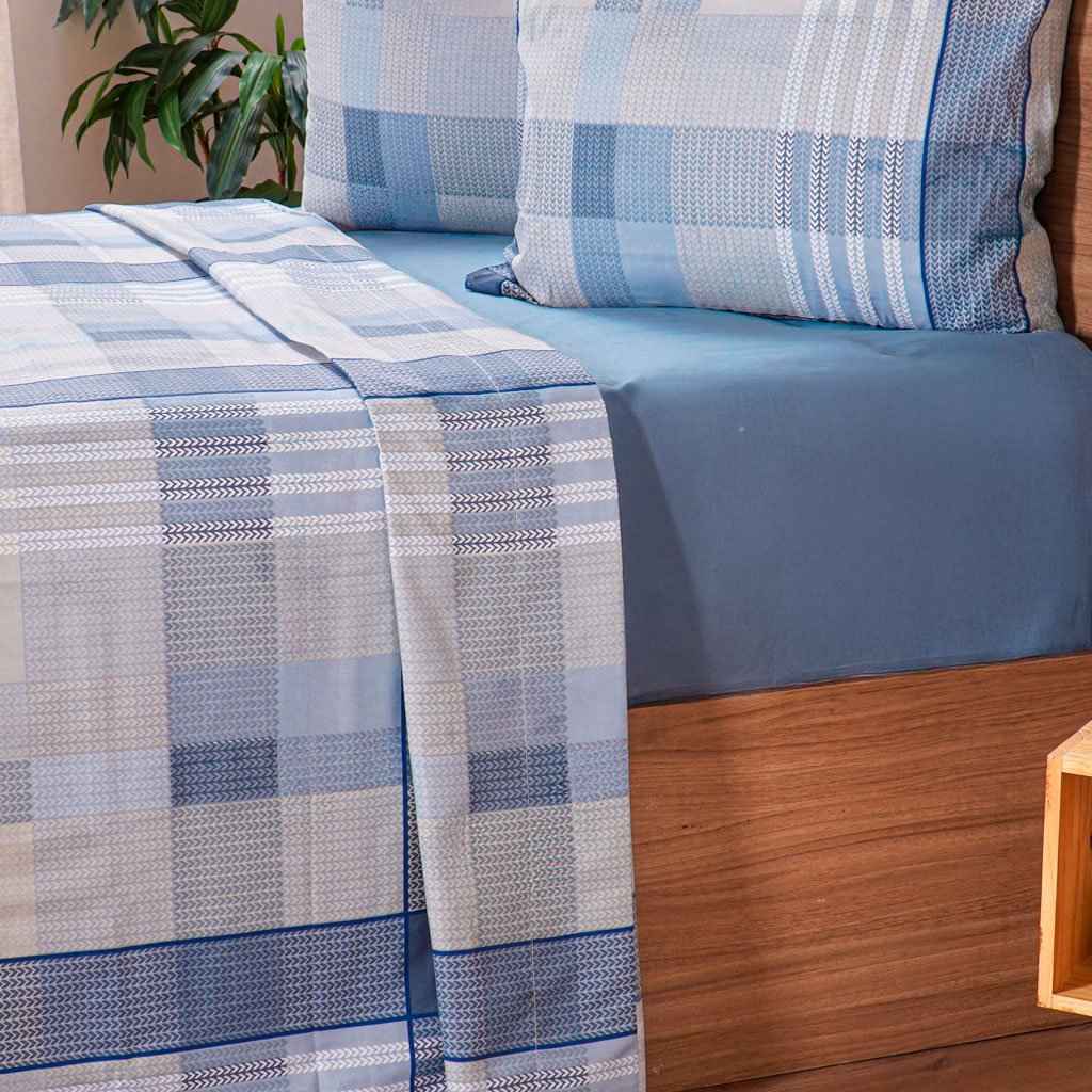 Jogo de Cama King Cotton Touch 4 Peças 193x203x40cm Braga