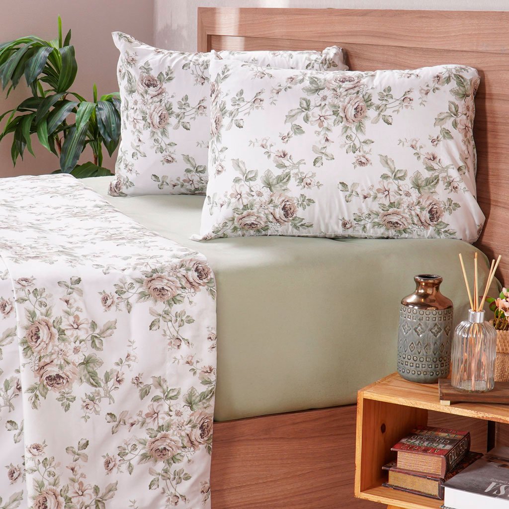 Jogo de Cama King Cotton Touch 4 Peças 193x203x40cm Elis