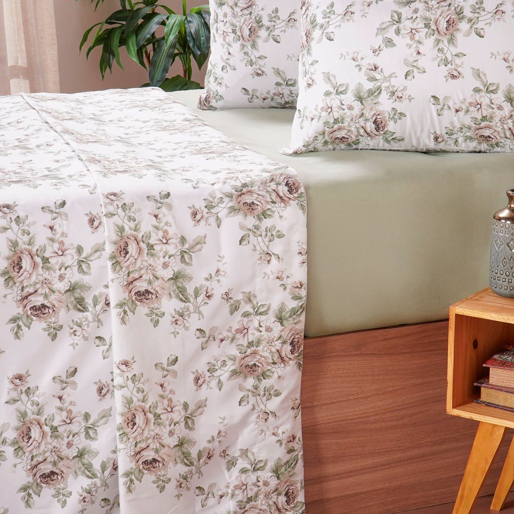 Jogo de Cama King Cotton Touch 4 Peças 193x203x40cm Elis