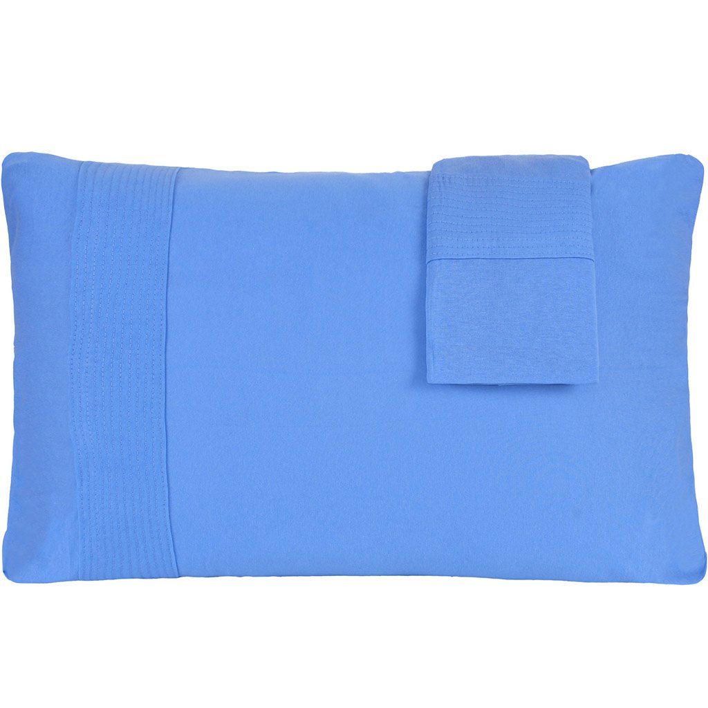 Jogo de Cama King Malha 3 Pçs Bella Cama 100% Algodão 193x203x40cm Azul