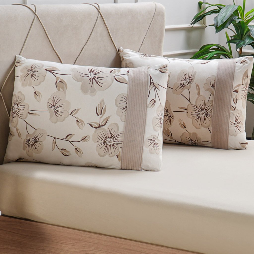 Jogo de Cama King Malha 3 Pçs Bella Cama New 190x200cm Bege