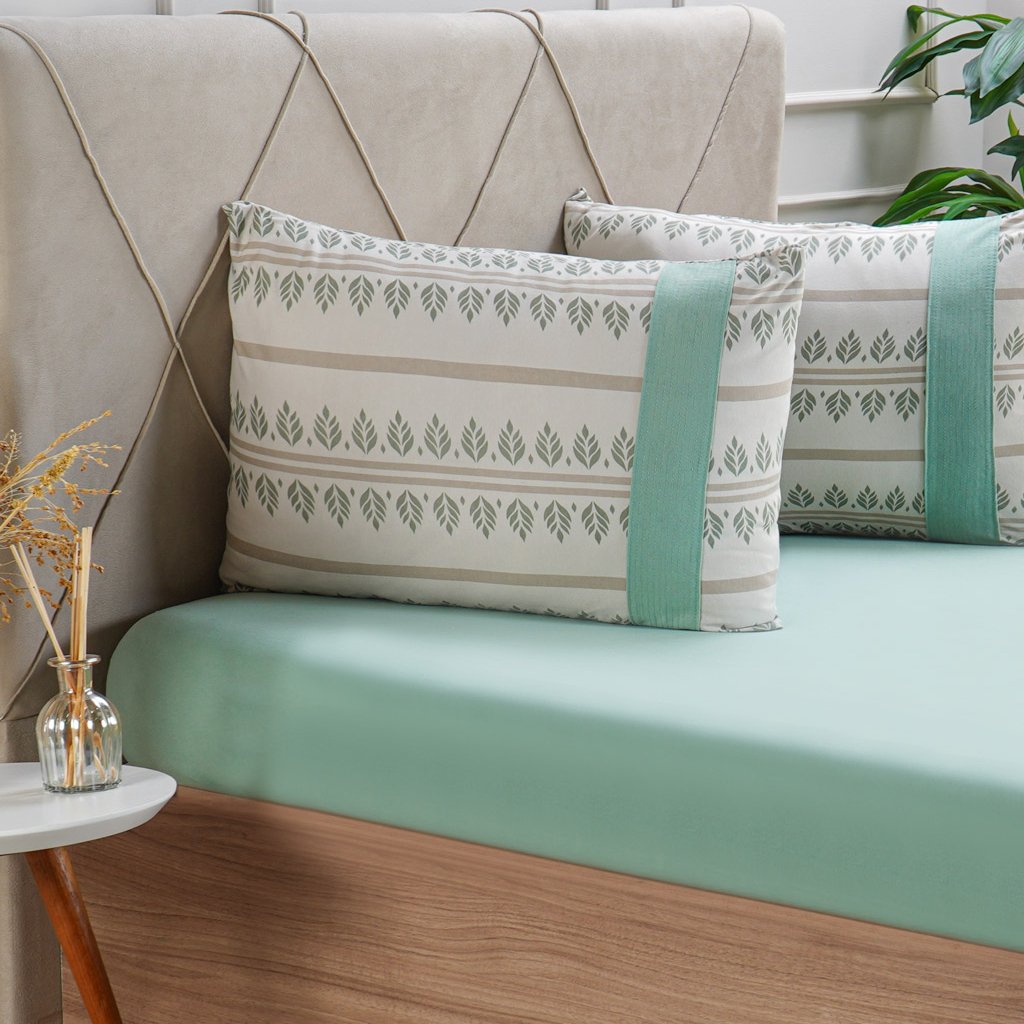 Jogo de Cama King Malha 3 Pçs Bella Cama New 190x200cm Verde
