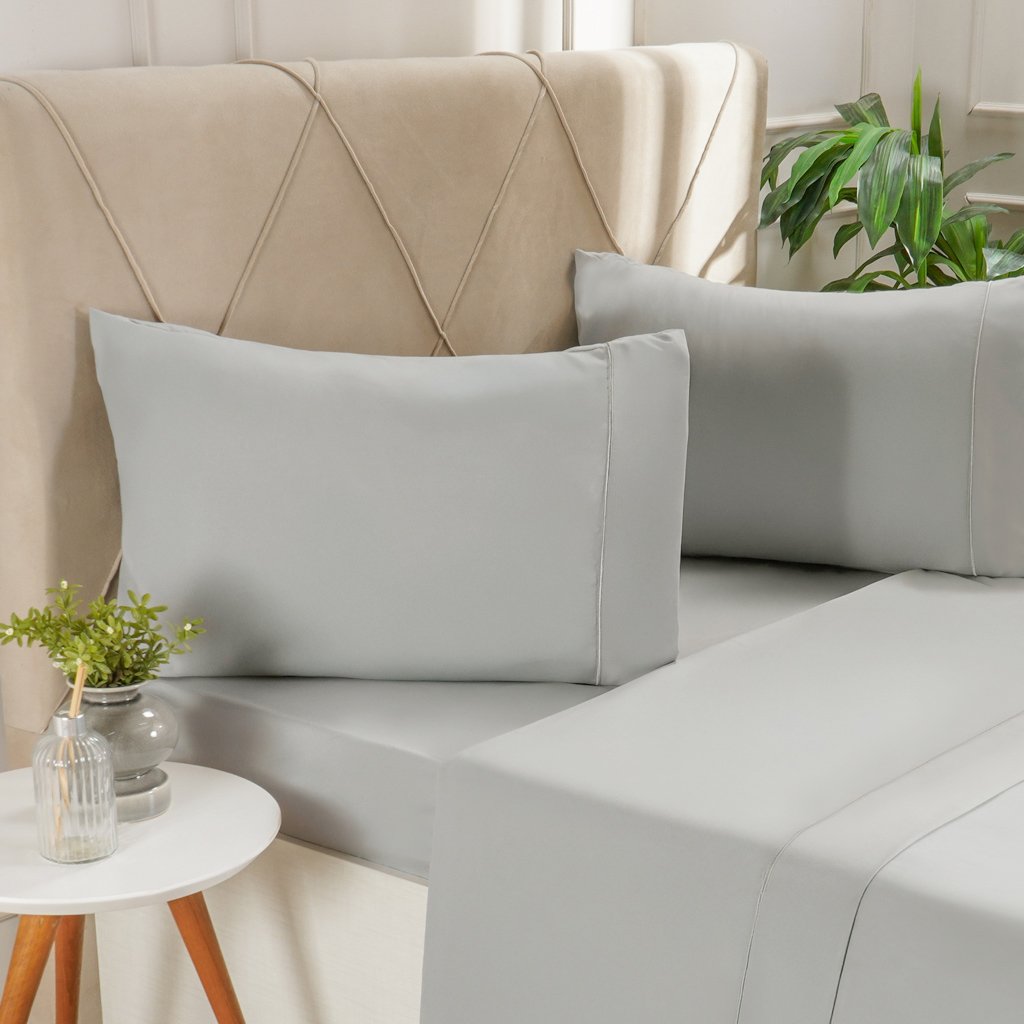 Jogo de Cama King Serenitá 4 Pçs Bordado Festonê 193x203x40cm Lunare