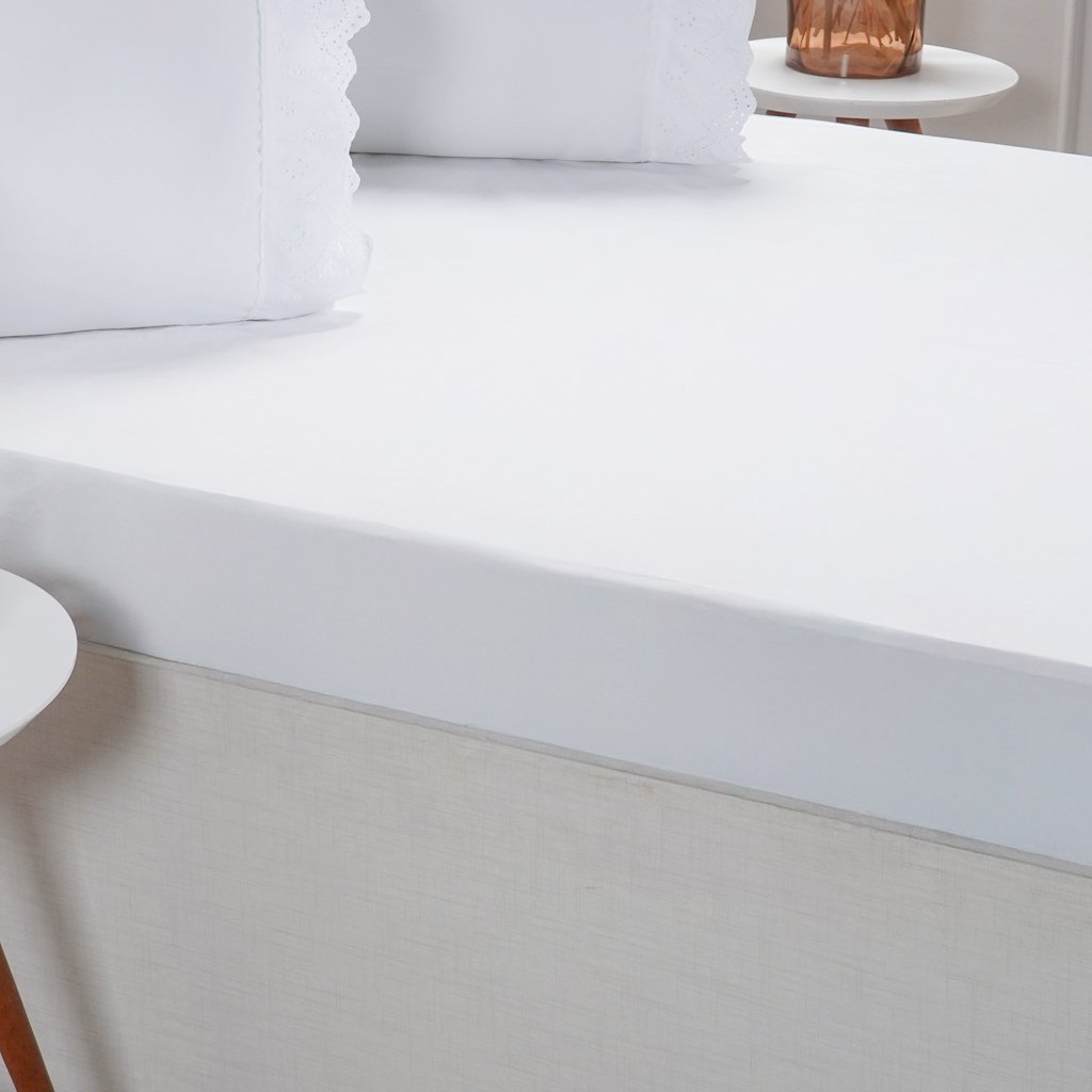Jogo de Cama Queen Broderie 3 Pçs Bordado Inglês 158x198x35cm Branco